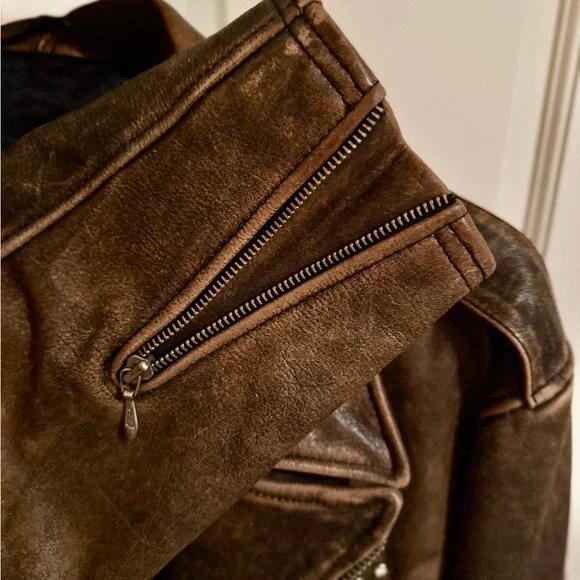 Vintage 90’s Men’s Brown Leather Bomber Jacket - Picture 5 of 16